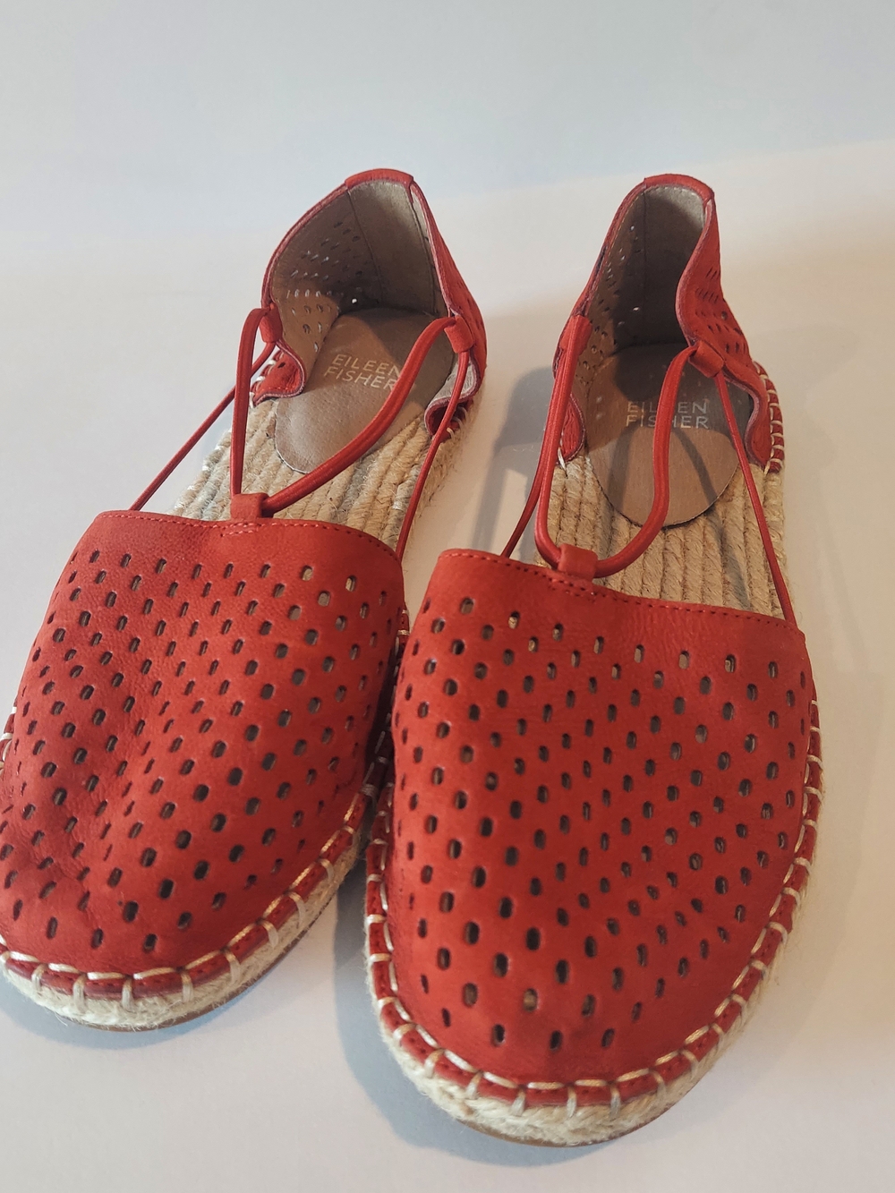 Eileen Fisher Red Orange Espadrille Flats Size 7